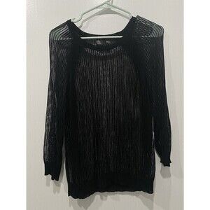 Eileen Fisher The Fisher Project Black Knit Netted Blend Sweater Size Small